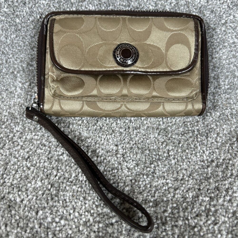 Coach Wristlet Wallet Signature Print Ashley Has Some Wear